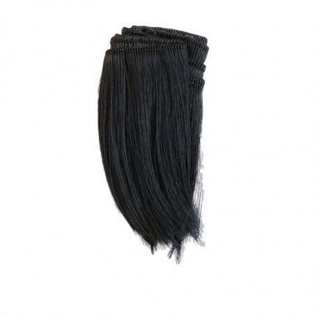 Штучне пряме волосся (для ляльок) на тресі "Каре" (10 см), колір чорний (5/18)