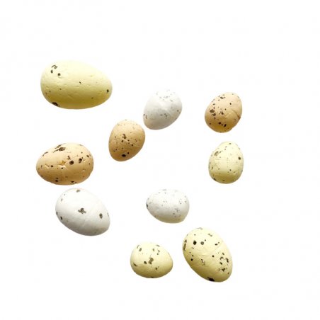 Набір пінопластових яєць "Перепелині", пастельні натуральні, 2 см, 2,5 см, 3 см (10 штук)