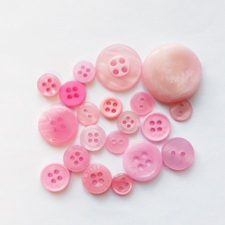 Ґудзики для скрапбукінгу рожевий Мікс №137, 20 штук
