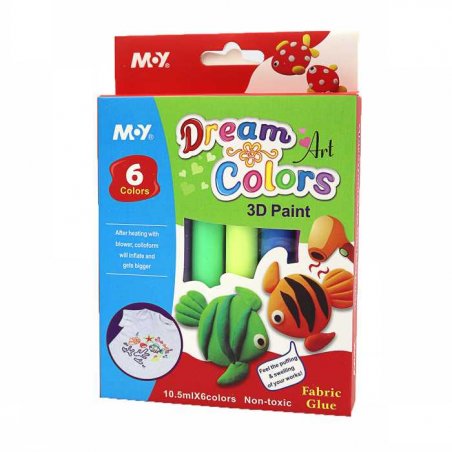 3D фарби для тканини "Dream colors", 6 кольорів