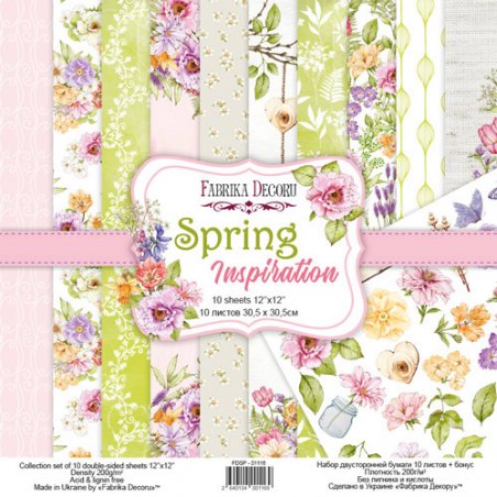 Набор двусторонней бумаги 30,5х30,5 см "Spring inspiration", 200г/м2, 10 листов