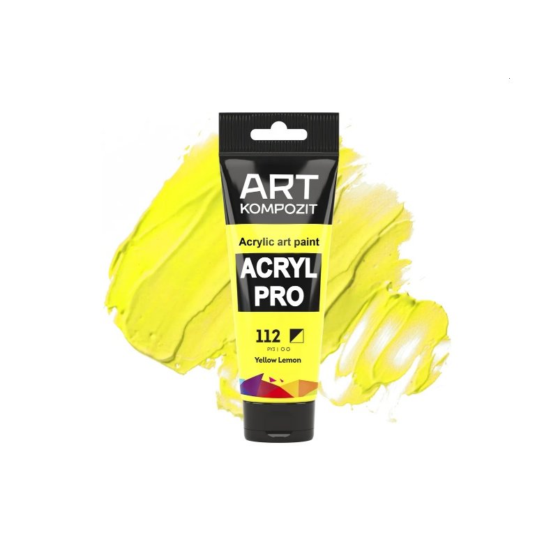 Акрилова фарба ART kompozit, 75 мл №112 Жовтий лимонний