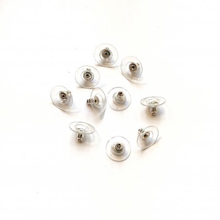 Заглушки пластикові з металом (колір срібло) для пусет 1,2 см, 10 штук