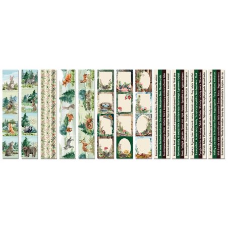 Набір з 5-х смуг з картками для декорування  5см х 30,5 см з колекції  "Forest life"