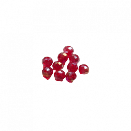 Бусины чешский хрусталь 8 мм, цвет красный прозрачный с переливом №8, 10 шт