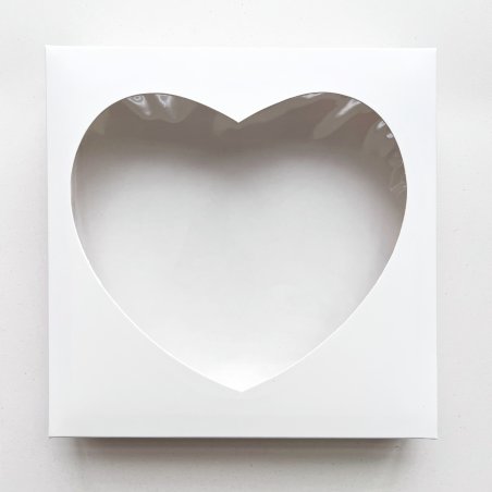 Коробочка для упаковки "Серце" (дно + кришка) №0168, колір - білий, 20х20х3,5 см