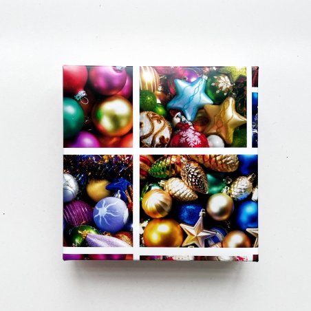 Коробочка для упаковки "Новогодние игрушки" (дно+крышка) №0222, 15х15х3,5 см