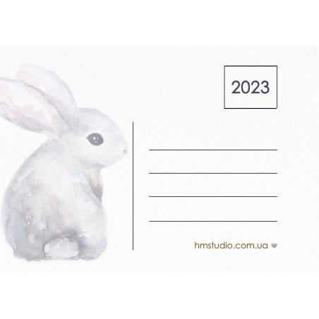 Мини открытка "Вдохновленный кролик" 10х7 см