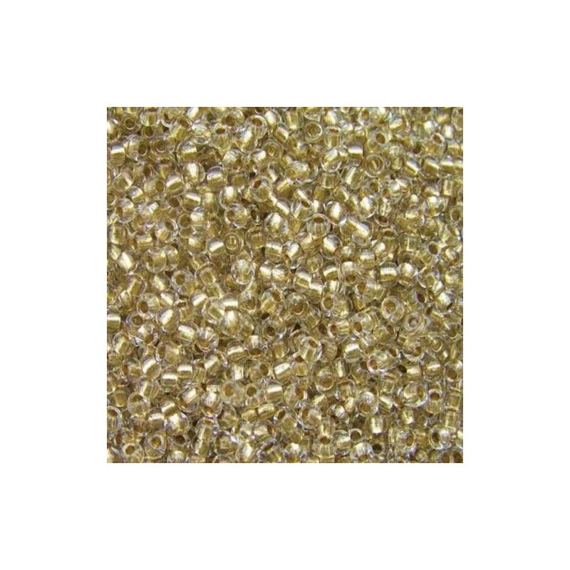 Бісер чеський PRECIOSA №68106 -10/0- прозорий з золотою серединкою, 10 г (+/- 10%)