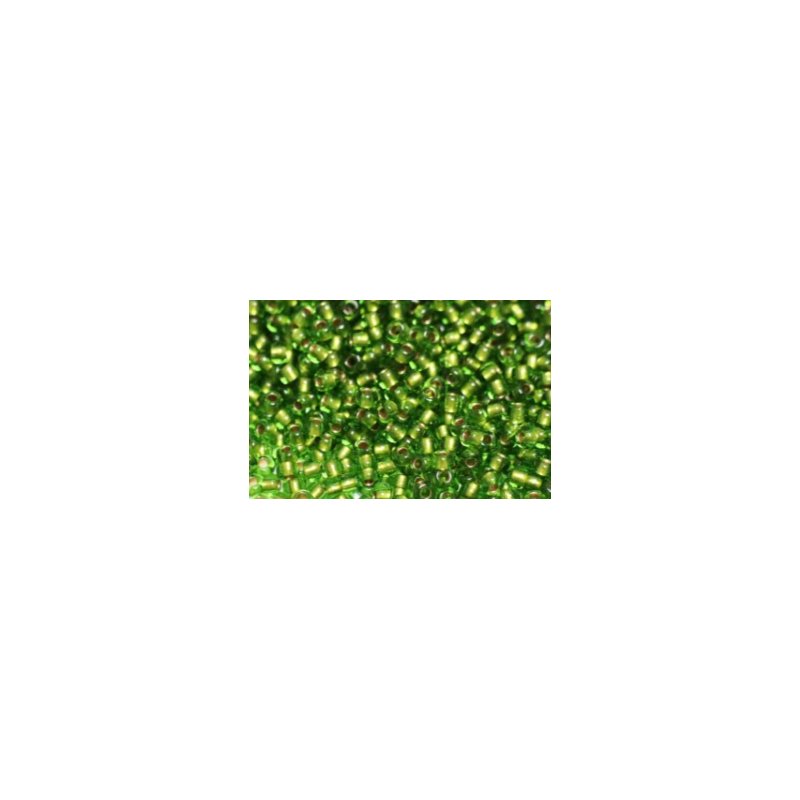 Бісер чеський PRECIOSA №55434 -10/0- прозорий зелений з золотою серединкою, 10 г (+/- 10%)