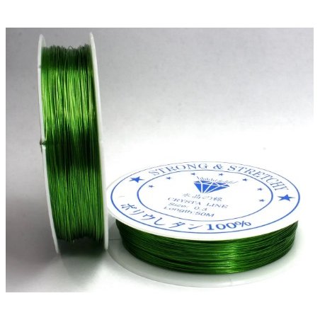 Бижутерная проволока, цвет - зеленый, диаметр - 0,3 мм, 46 м