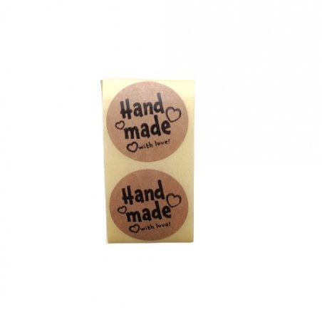 Круглі наклейки крафт "Hand Made" d 2,6 см, 10 наклейок