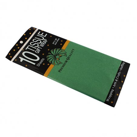 Бумага тишью, цвет - зеленый травяной, 50х65 см, 10 листов