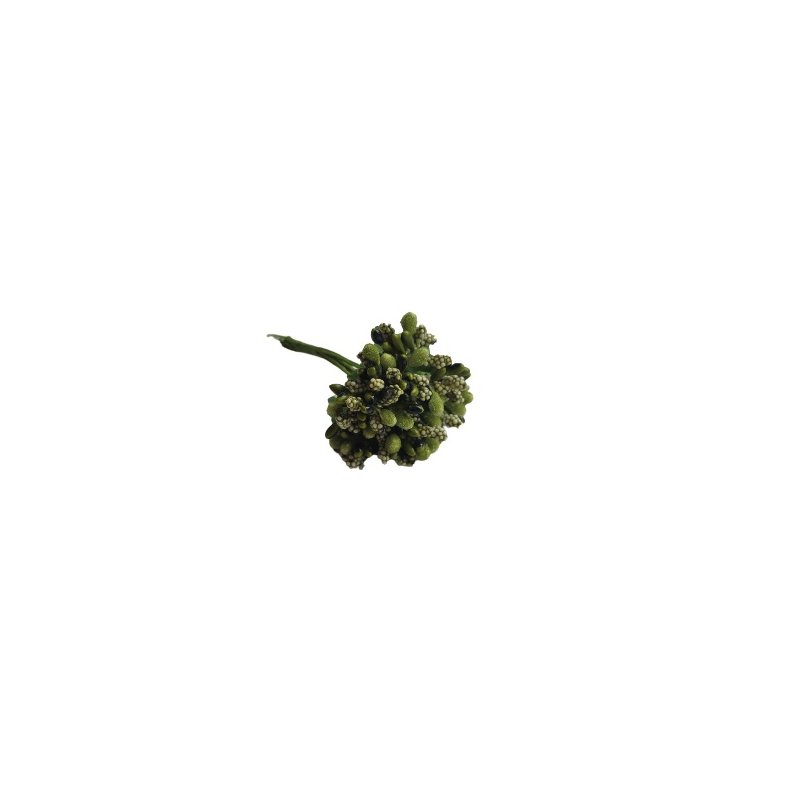 Тычинки на проволоке сложные с ягодками и листьями "Незабудки", цвет оливковый