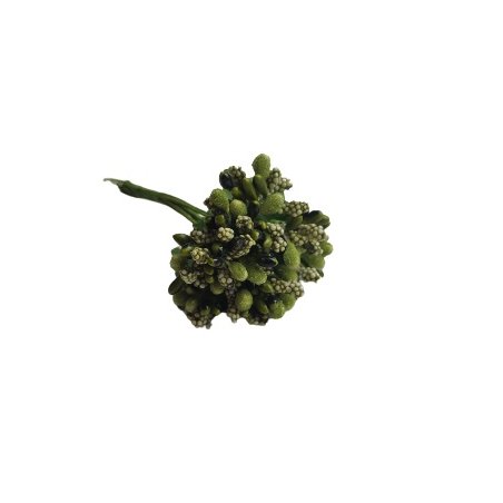 Тычинки на проволоке сложные с ягодками и листьями "Незабудки", цвет оливковый
