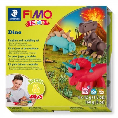 Набор полимерной глины FIMO Kids Form & Play "Дино" 8034 07
