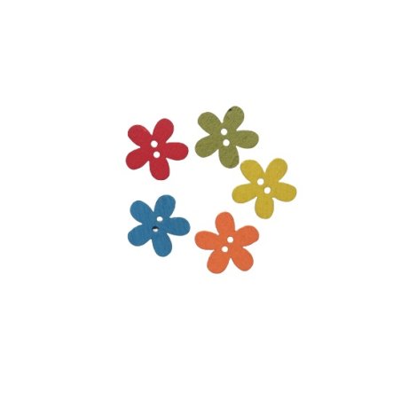 Деревянные пуговицы цветочки Микс №4 (5 штук) , 15 мм