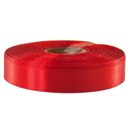 Атласная лента, цвет красный, 12 мм (22 метра)