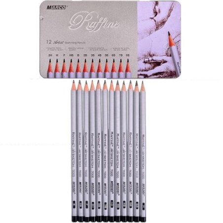 Набір простих олівців MARCO7000-12TN (2Н-8В), 12 штук