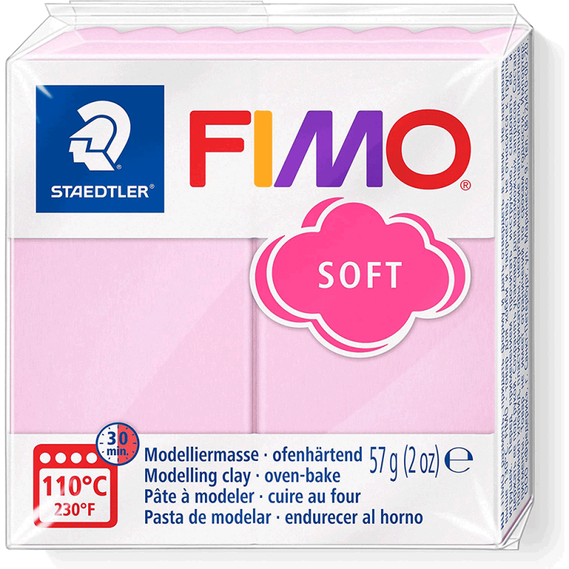 Полімерна глина Fimo Soft, №205, рожева пастельна, 57 г