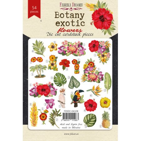 Набір вирубування для скрапбукінгу "Botany exotic flowers" FDSCD-04108, 54 штуки