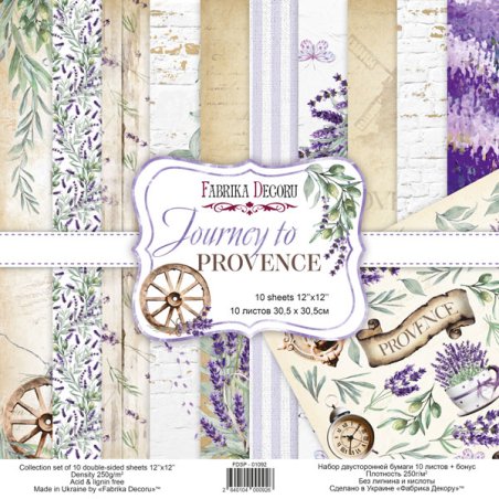 Набір двостороннього паперу 30,5х30,5 см "Journey to Provence", 200г / м2, 10 шт