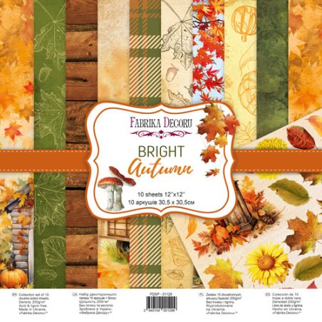 Набір двостороннього паперу 30,5х30,5 см "Bright Autumny", 200 г / м2, 10 аркушів
