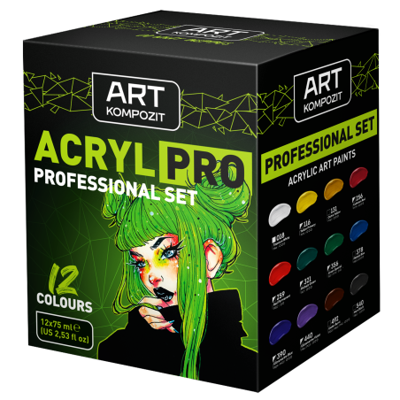 Набор акриловых красок ACRYL PRO ART kompozit Профессиональный, 12 цветов по 75 мл