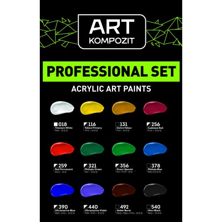 Набір акрилових фарб ACRYL PRO ART kompozit Професійний, 12 кольорів по 75 мл