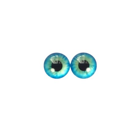 Очі скляні для ляльок (з відблиском), колір морська хвиля (пара), 12 мм