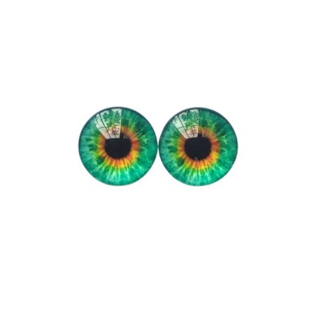 Глазки стеклянные для кукол, цвет зеленый с оранжевым, 16 мм 