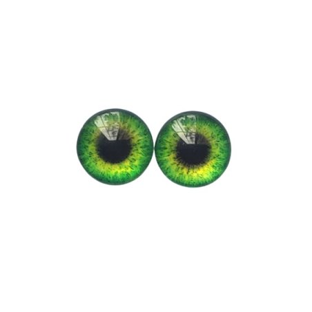 Очі скляні для ляльок, колір зелено-жовтий, 14 мм