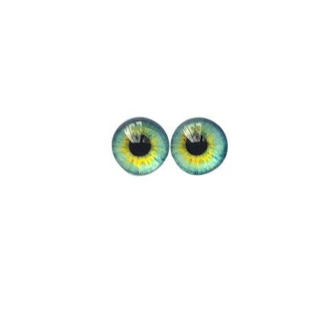 Очі скляні для ляльок, колір світло-зелений з жовтим (пара), 10 мм