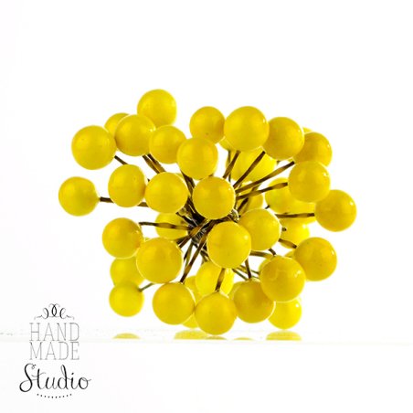 Ягода декоративна лакова 12 мм, колір жовтий, 20 двосторонніх ягід