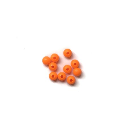 Пластиковые бусины глянцевые, цвет неоновый оранжевый 0,8 см, №116, 10 штук