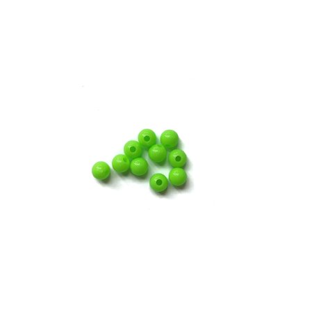Пластикові намистини глянцеві, колір неоновий салатовий, 0,8 см, №2, 10 штук