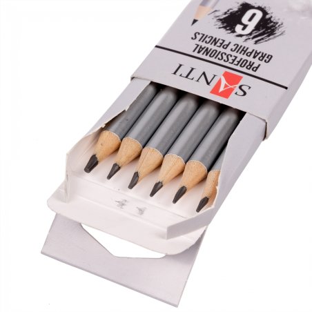 Набір чорнографітних олівців Santi Highly Pro (2Н-5В), 6 штук