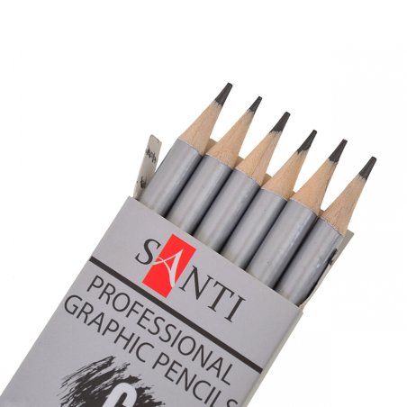 Набор чернографитных карандашей Santi  Highly Pro (2Н-5В), 6 штук