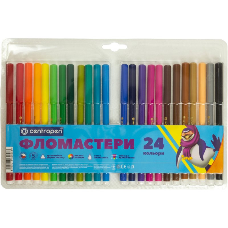 Набор цветных фломастеров Centropen 7550, 24 цвета