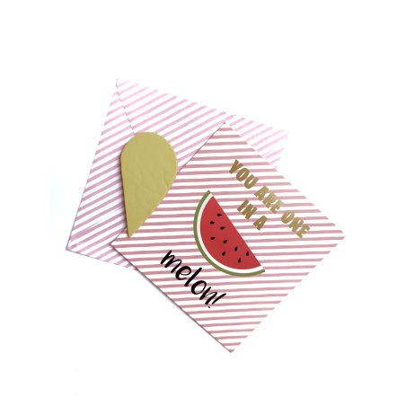 Набор для создания открытки "You are one in a Melon" 15х15см,декор+ конверт 