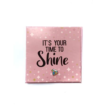 Открытка + значок "ITs Your Time to Shine"+ конверт 13,5х13.5 см