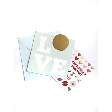 Набор для создания открытки "Love" 15х15см,стикеры+ конверт 