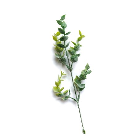 Искусственная зелень "Веточка Эвкалипта мелкого в флоке", цвет зеленый, 22 см