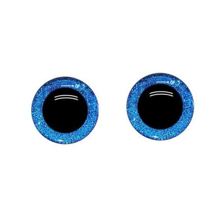 Гліттерні пластикові безпечні очі, колір блакитний, 10 мм (пара)