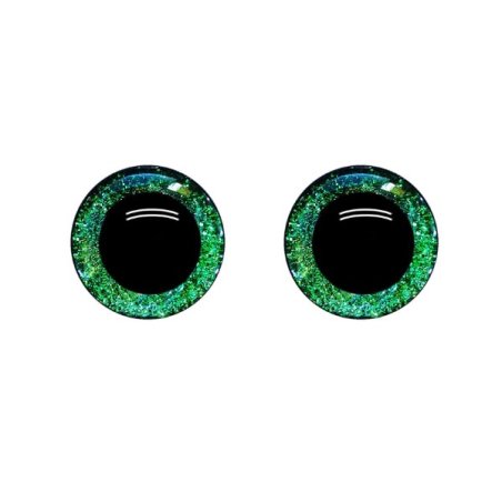 Гліттерні пластикові безпечні очі, колір зелений, 10 мм (пара)