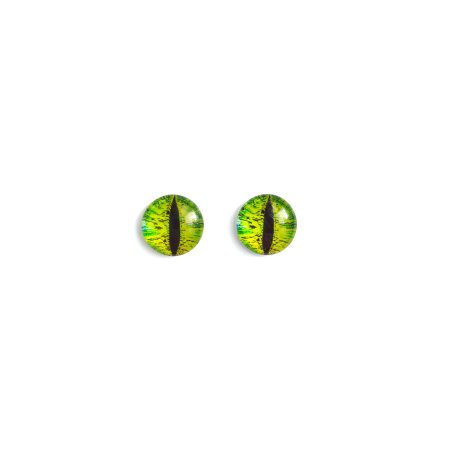 Глаза стеклянные для игрушек кошачьи №1014 (пара), 14 мм, цвет салатовый
