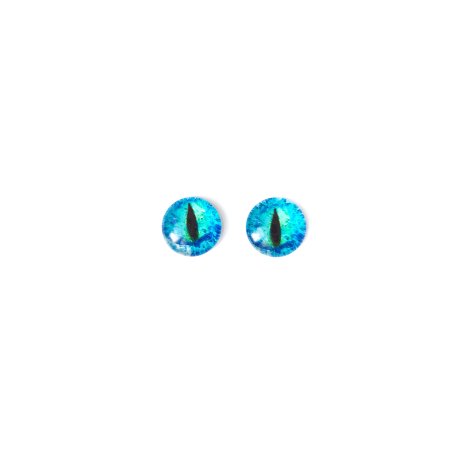 Очі скляні для іграшок котячі №1016 (пара), 14 мм, колір синьо-зелені