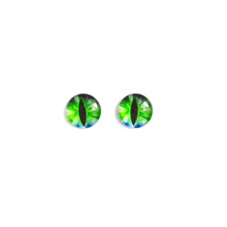 Глаза стеклянные для игрушек кошачьи №1015 (пара), 14 мм, цвет зеленый