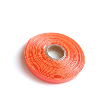 Атласна стрічка, колір неоново помаранчевий, 6 мм (22 метра)
