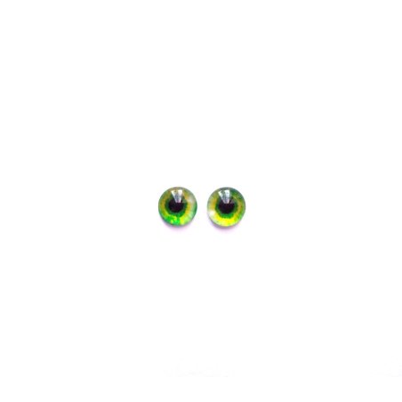 Очі скляні для ляльок №77239 (пара), 6 мм, колір жовто-зелений